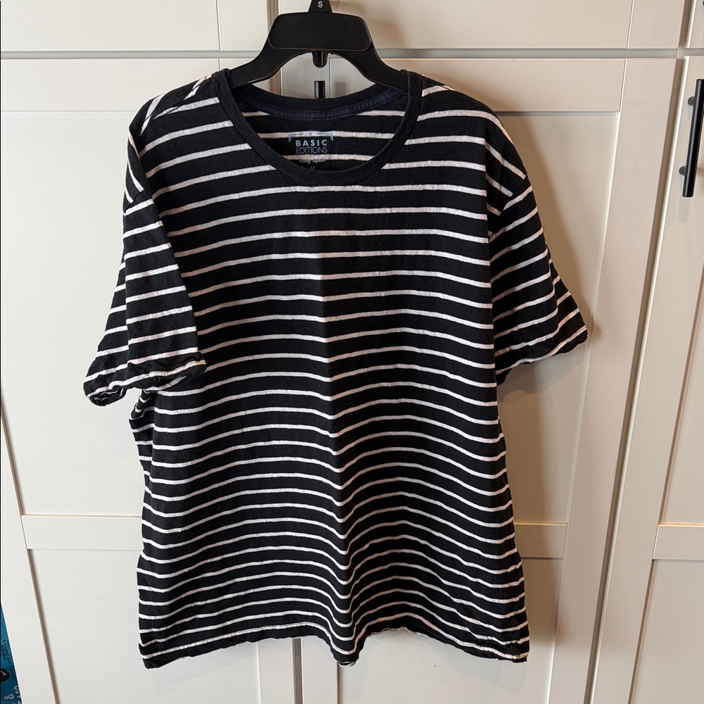 Basic Editions Black and White Striped Top